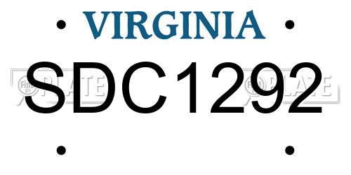 SDC1292 Virginia License Plate