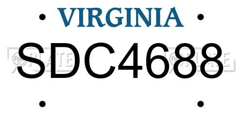 SDC4688 Virginia License Plate