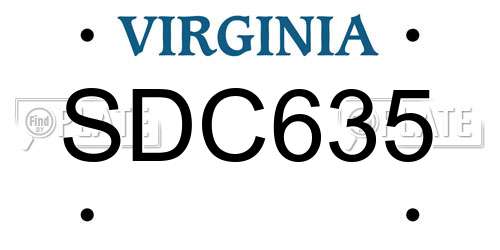 SDC635 Virginia License Plate