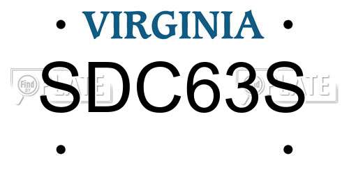SDC63S Virginia License Plate