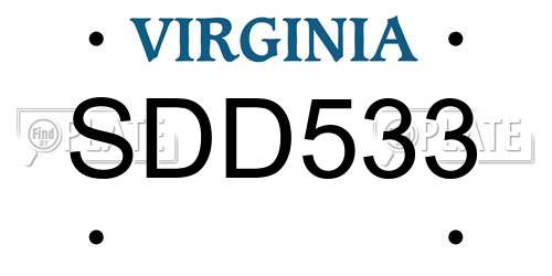 SDD533 Virginia License Plate