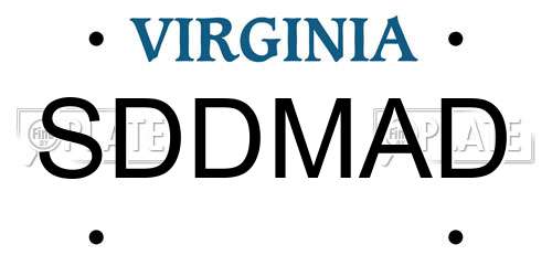 SDDMAD Virginia License Plate
