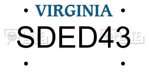 SDED43 Virginia License Plate
