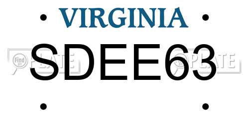 SDEE63 Virginia License Plate