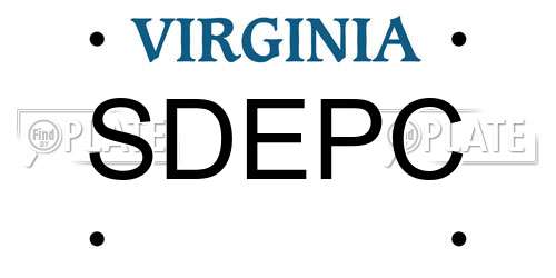SDEPC Virginia License Plate