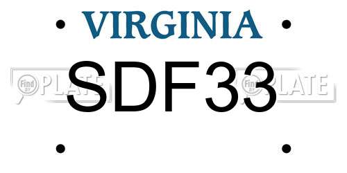 SDF33 Virginia License Plate