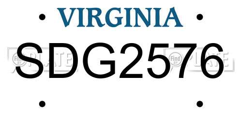SDG2576 Virginia License Plate