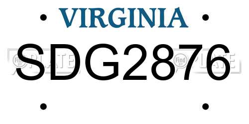 SDG2876 Virginia License Plate