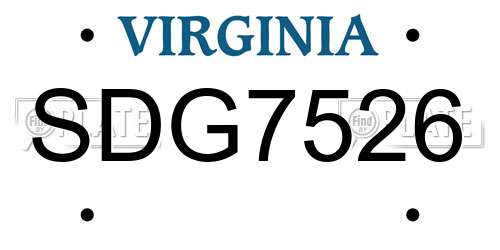 SDG7526 Virginia License Plate