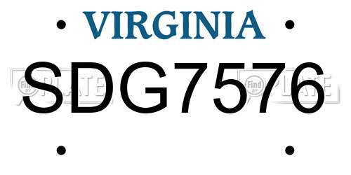 SDG7576 Virginia License Plate