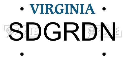 SDGRDN Virginia License Plate