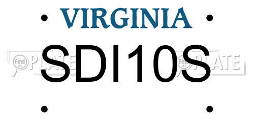 SDI10S Virginia License Plate