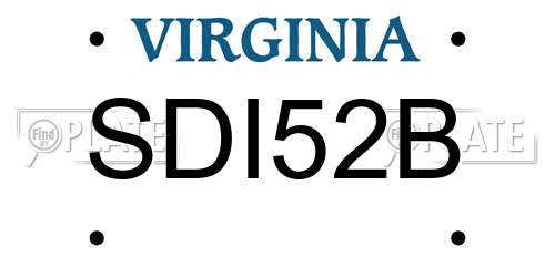 SDI52B Virginia License Plate