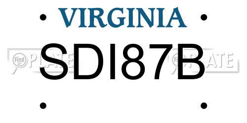 SDI87B Virginia License Plate