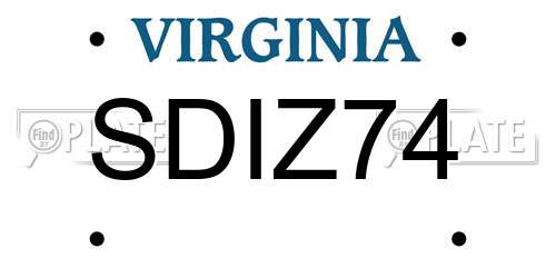 SDIZ74 Virginia License Plate