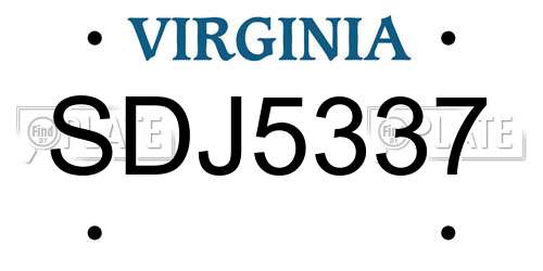 SDJ5337 Virginia License Plate