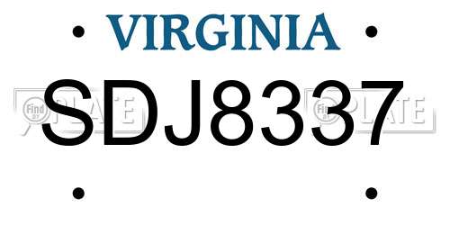 SDJ8337 Virginia License Plate