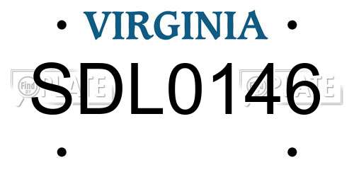 SDL0146 Virginia License Plate