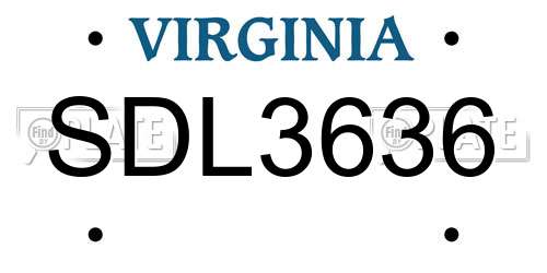 SDL3636 Virginia License Plate
