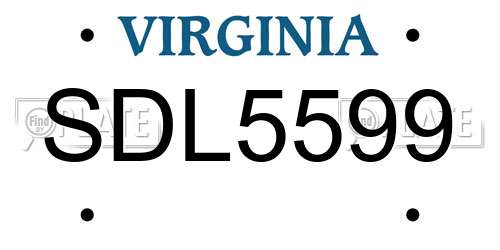 SDL5599 Virginia License Plate