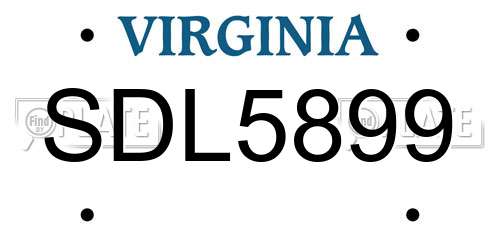 SDL5899 Virginia License Plate