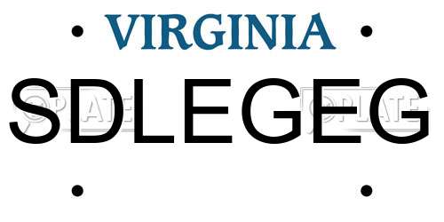 SDLEGEG Virginia License Plate