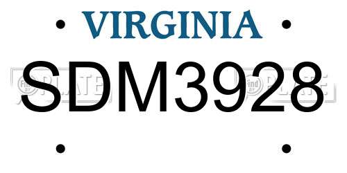 SDM3928 Virginia License Plate