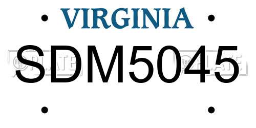 SDM5045 Virginia License Plate