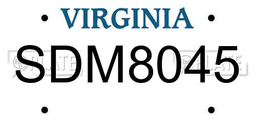 SDM8045 Virginia License Plate