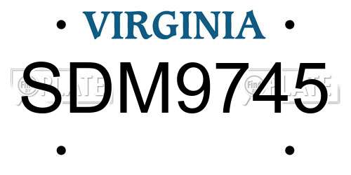 SDM9745 Virginia License Plate