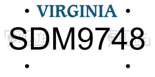 SDM9748 Virginia License Plate