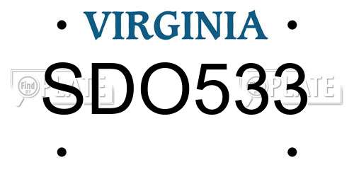 SDO533 Virginia License Plate