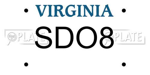 SDO8 Virginia License Plate