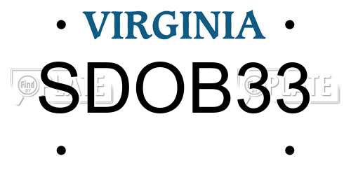 SDOB33 Virginia License Plate