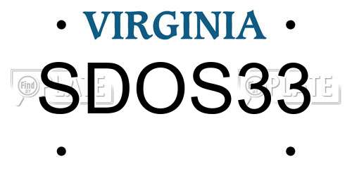 SDOS33 Virginia License Plate