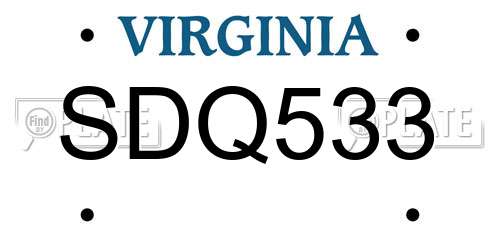 SDQ533 Virginia License Plate