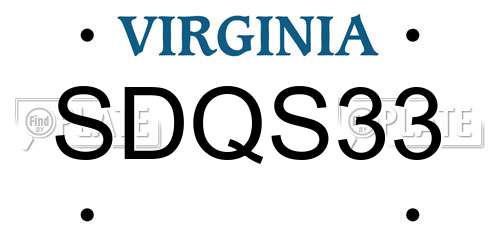 SDQS33 Virginia License Plate