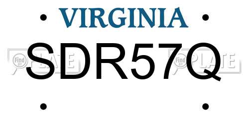 SDR57Q Virginia License Plate