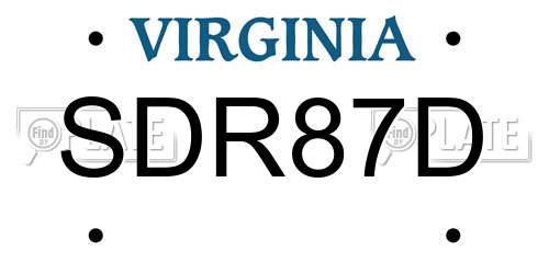 SDR87D Virginia License Plate