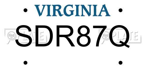 SDR87Q Virginia License Plate