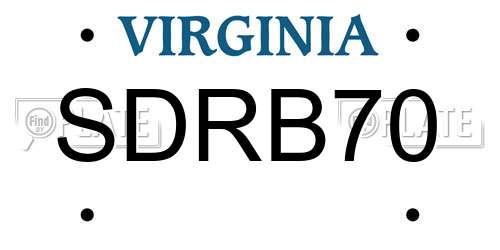 SDRB70 Virginia License Plate