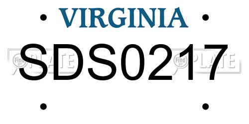 SDS0217 Virginia License Plate