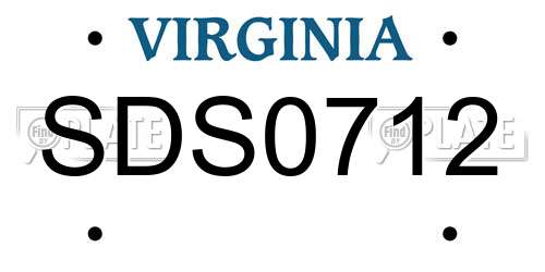 SDS0712 Virginia License Plate