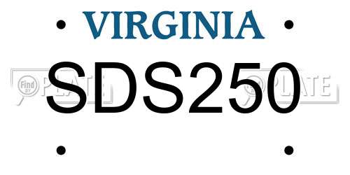SDS250 Virginia License Plate