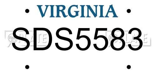 SDS5583 Virginia License Plate