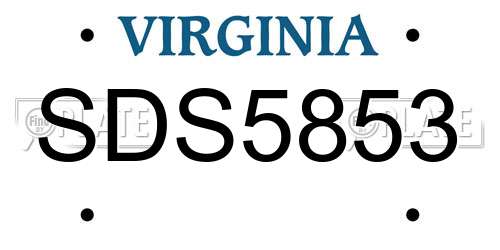 SDS5853 Virginia License Plate