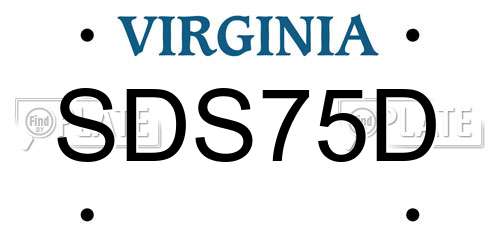SDS75D Virginia License Plate