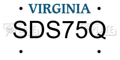 SDS75Q Virginia License Plate