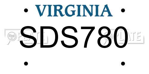 SDS780 Virginia License Plate