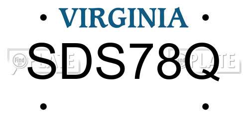SDS78Q Virginia License Plate